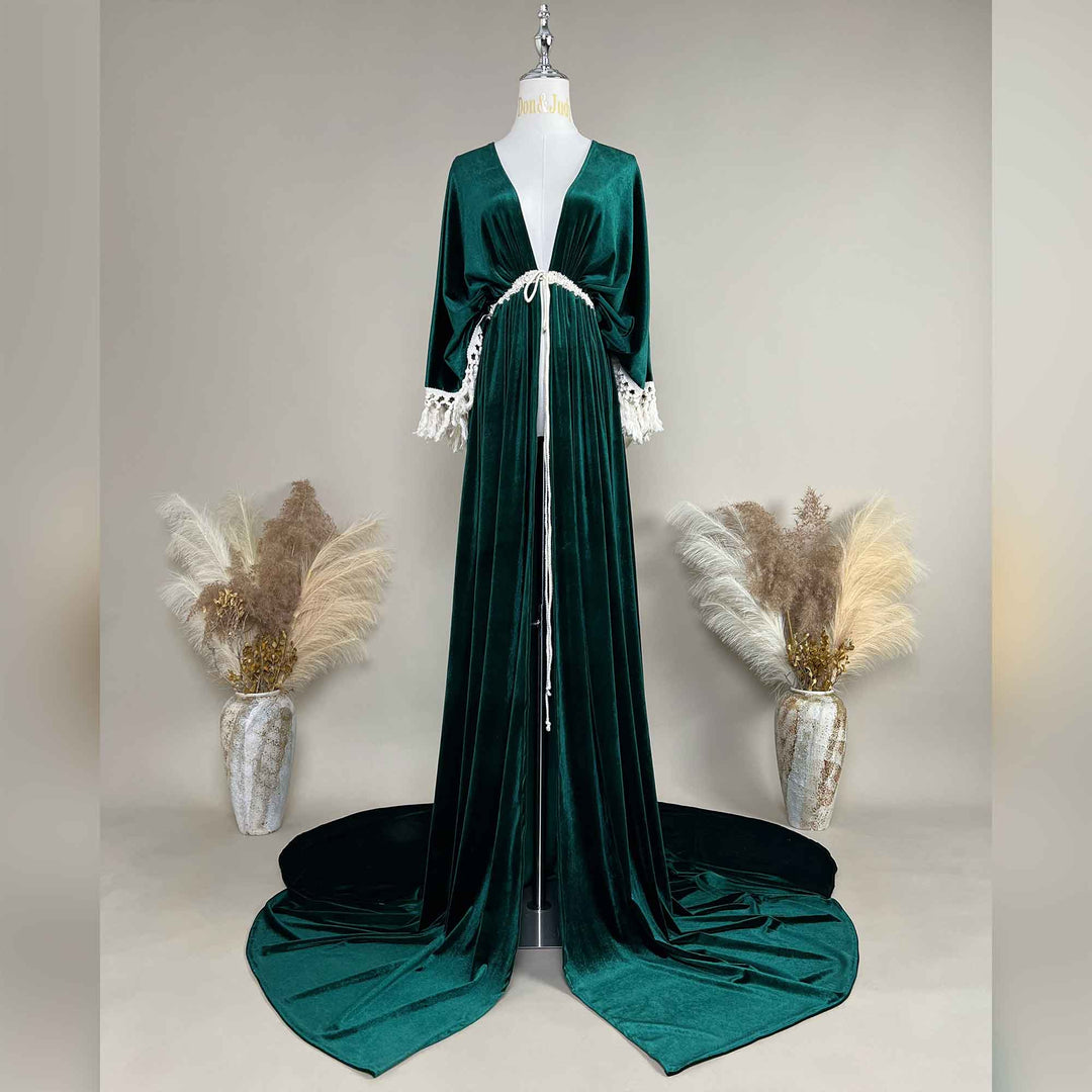 Enid Velvet Split Robe Gown