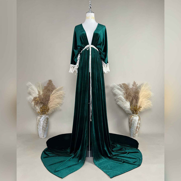 Enid Velvet Split Robe Gown