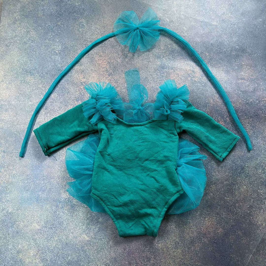 Dark Green Tulle Newborn Romper