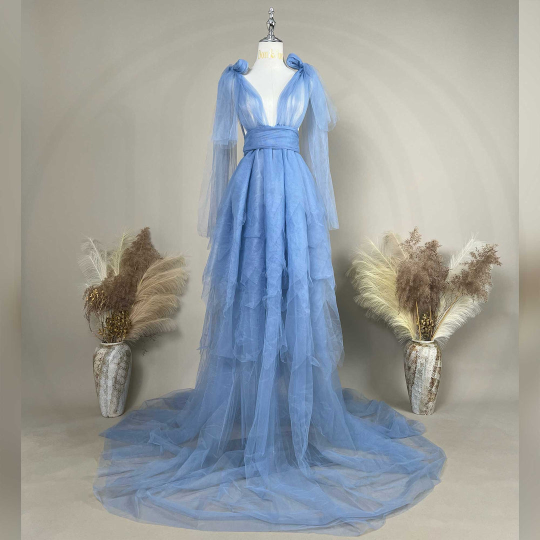 Edith Tulle Bell Sleeves Robe
