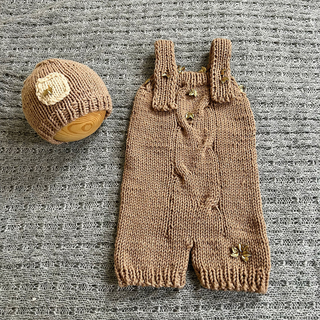 Baby Knit Suspender Pants & Hat Set
