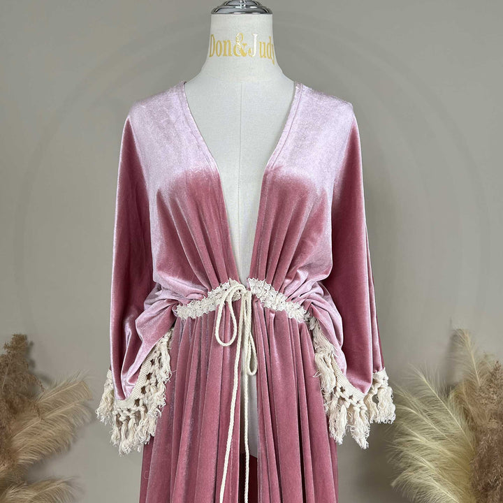 Robe de chambre fendue en velours Enid