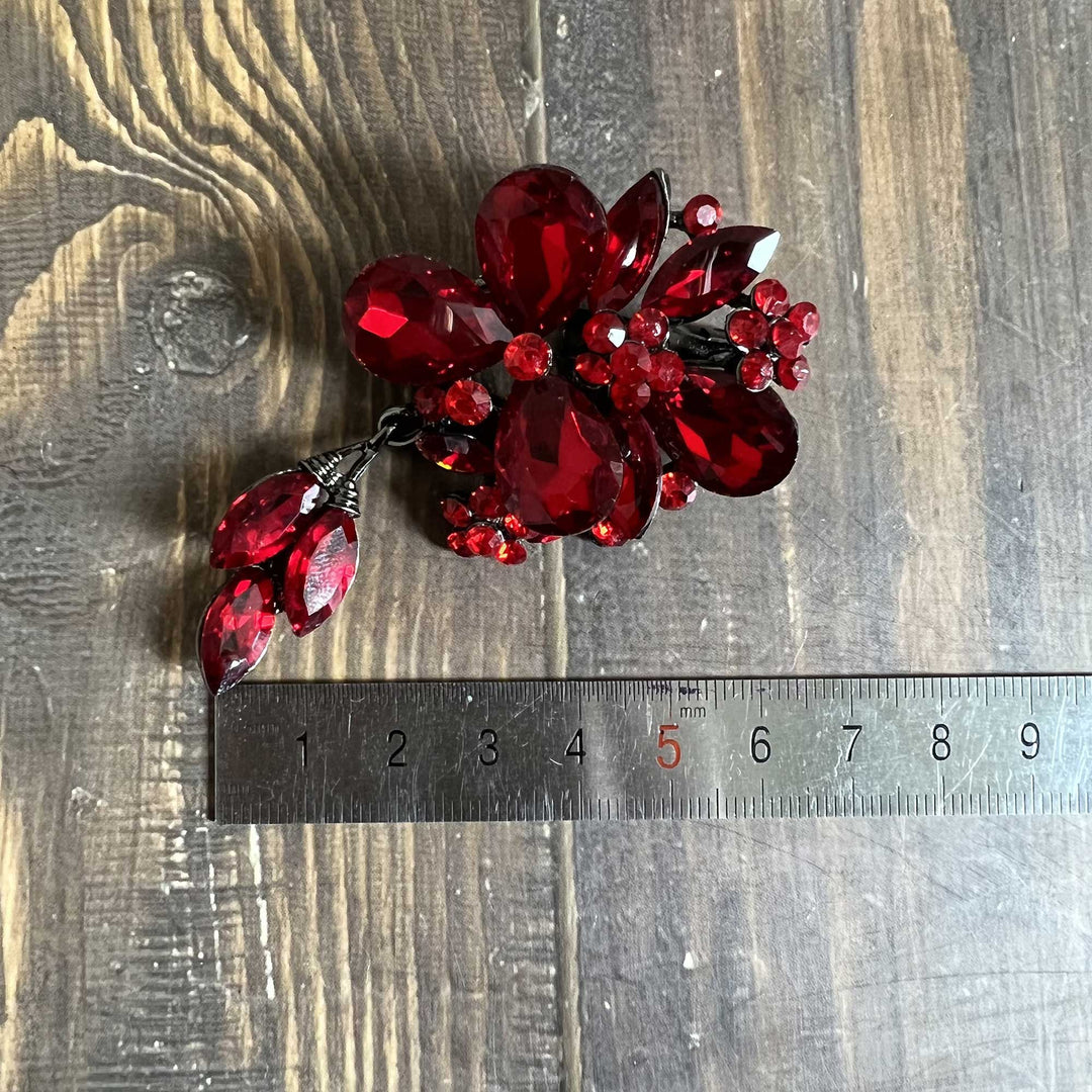 Bright Red Rhinestone Brooches