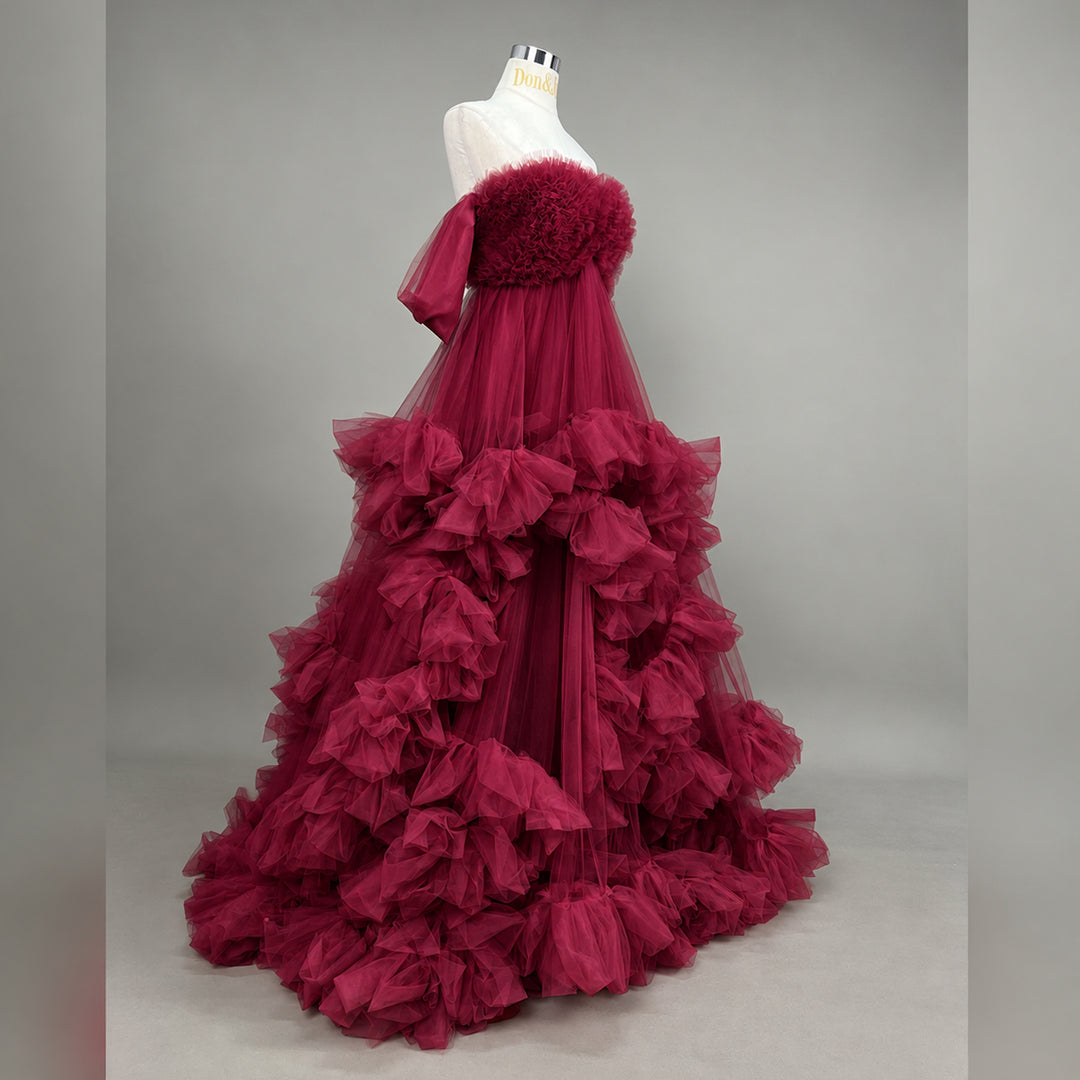Electra Gown | Strapless Slit Tulle Maternity Photography Dress