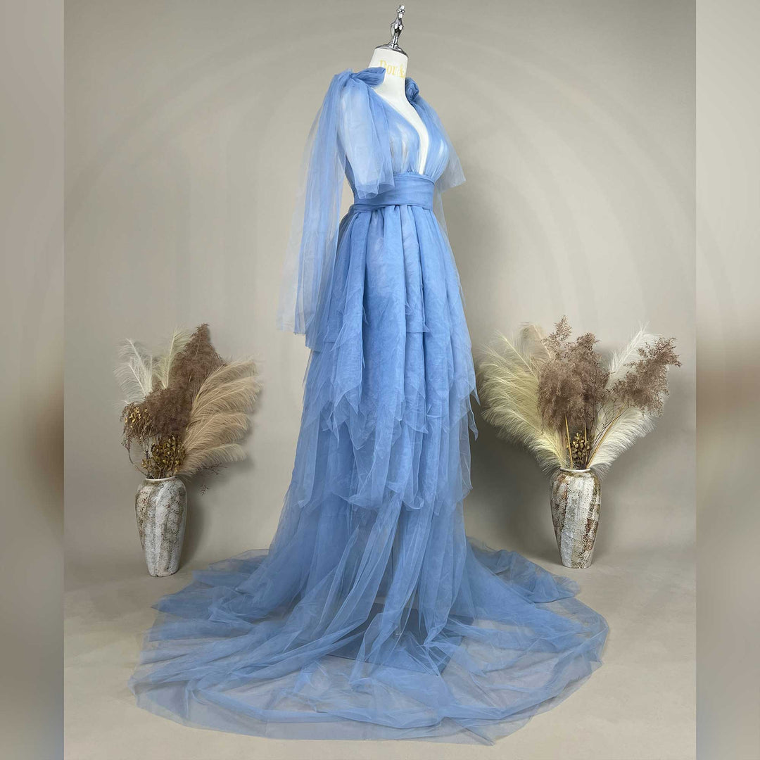Edith Tulle Bell Sleeves Robe
