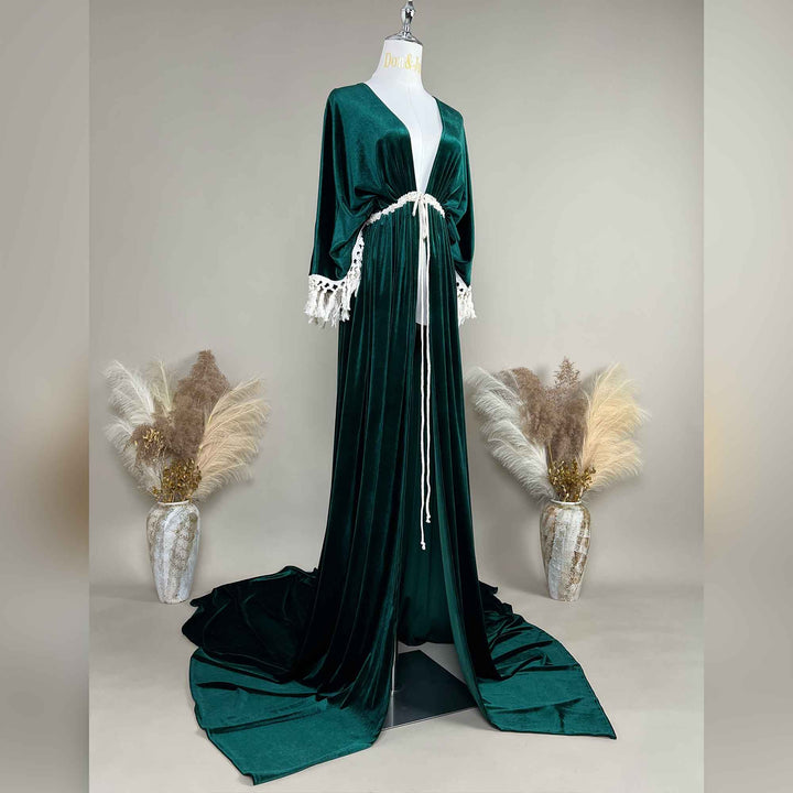 Enid Velvet Split Robe Gown