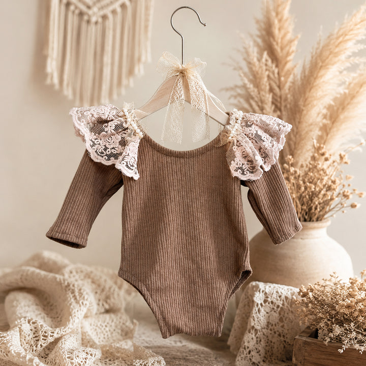 Vestido de recién nacido con tutú beige