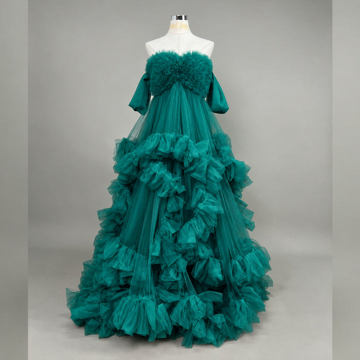 Electra Gown | Strapless Slit Tulle Maternity Photography Dress