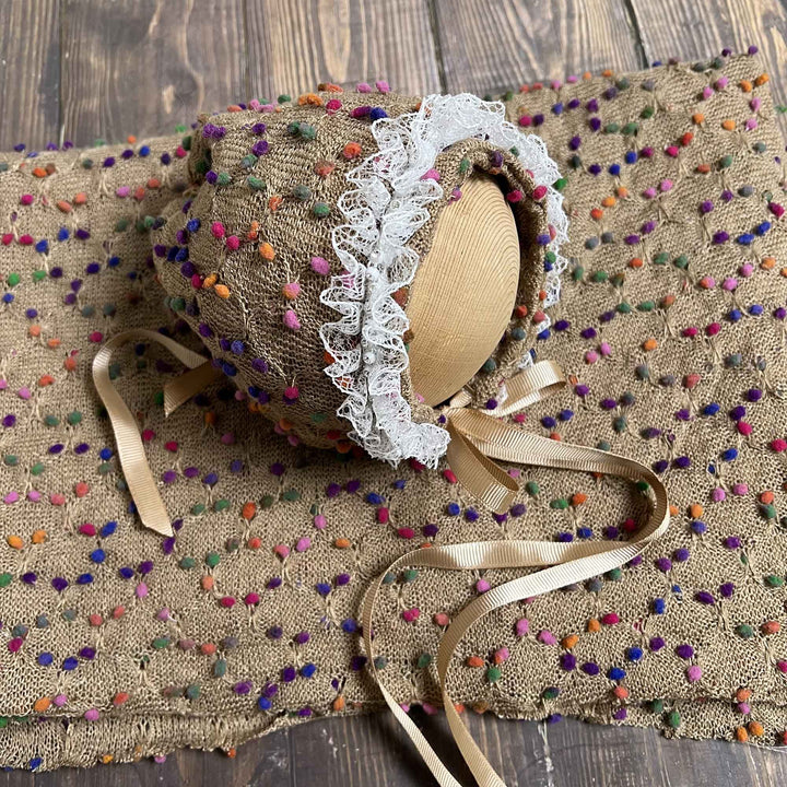 Newborn Polka Dot Wrap Headwear & Polka Dot Hat with Lace Trim