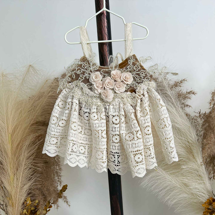 Cotton Crochet  Newborn Sundress & Hat Set