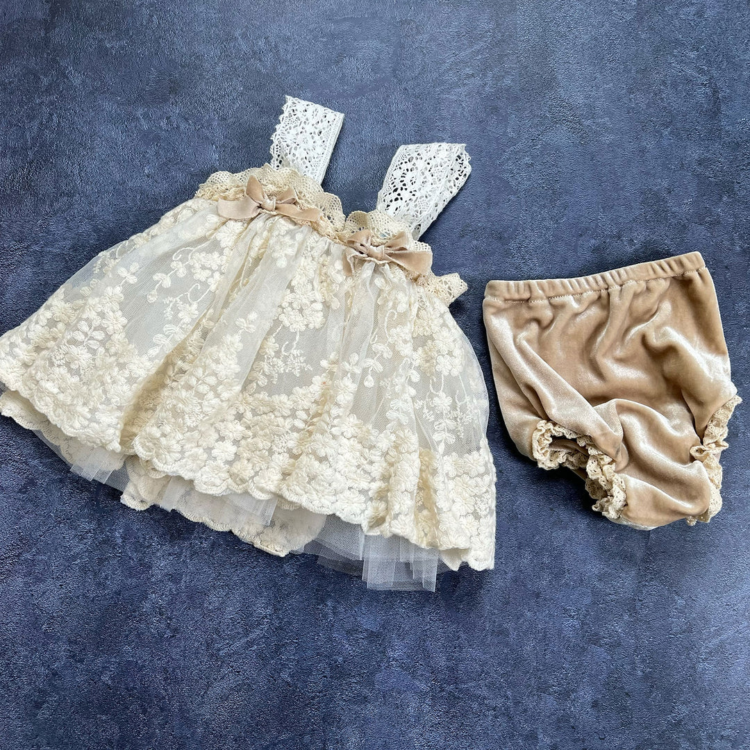 Embroidered Tulle Cami Top & Bloomer Set