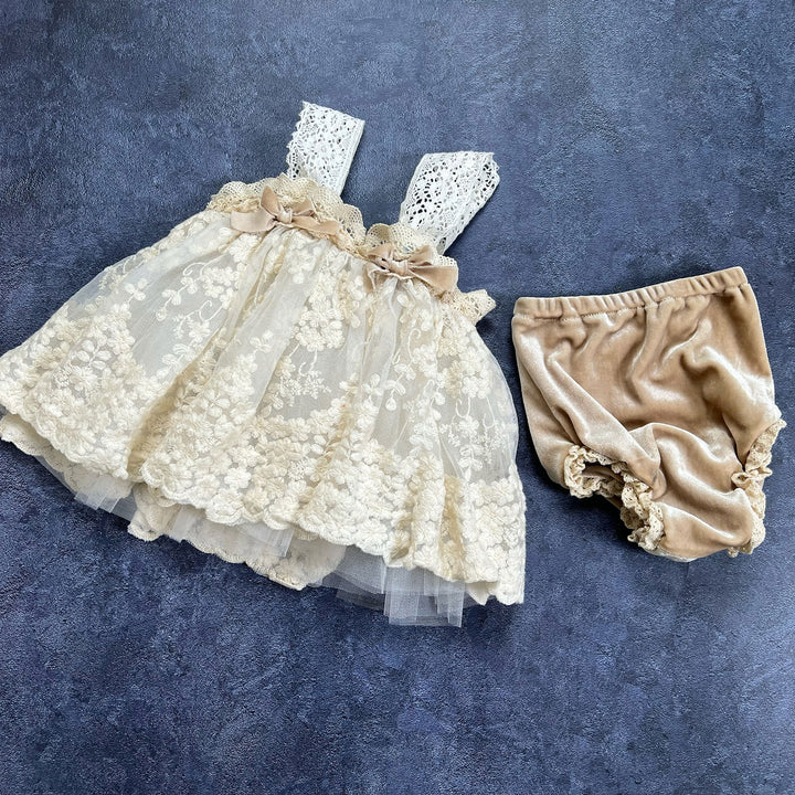 Embroidered Tulle Cami Top & Bloomer Set