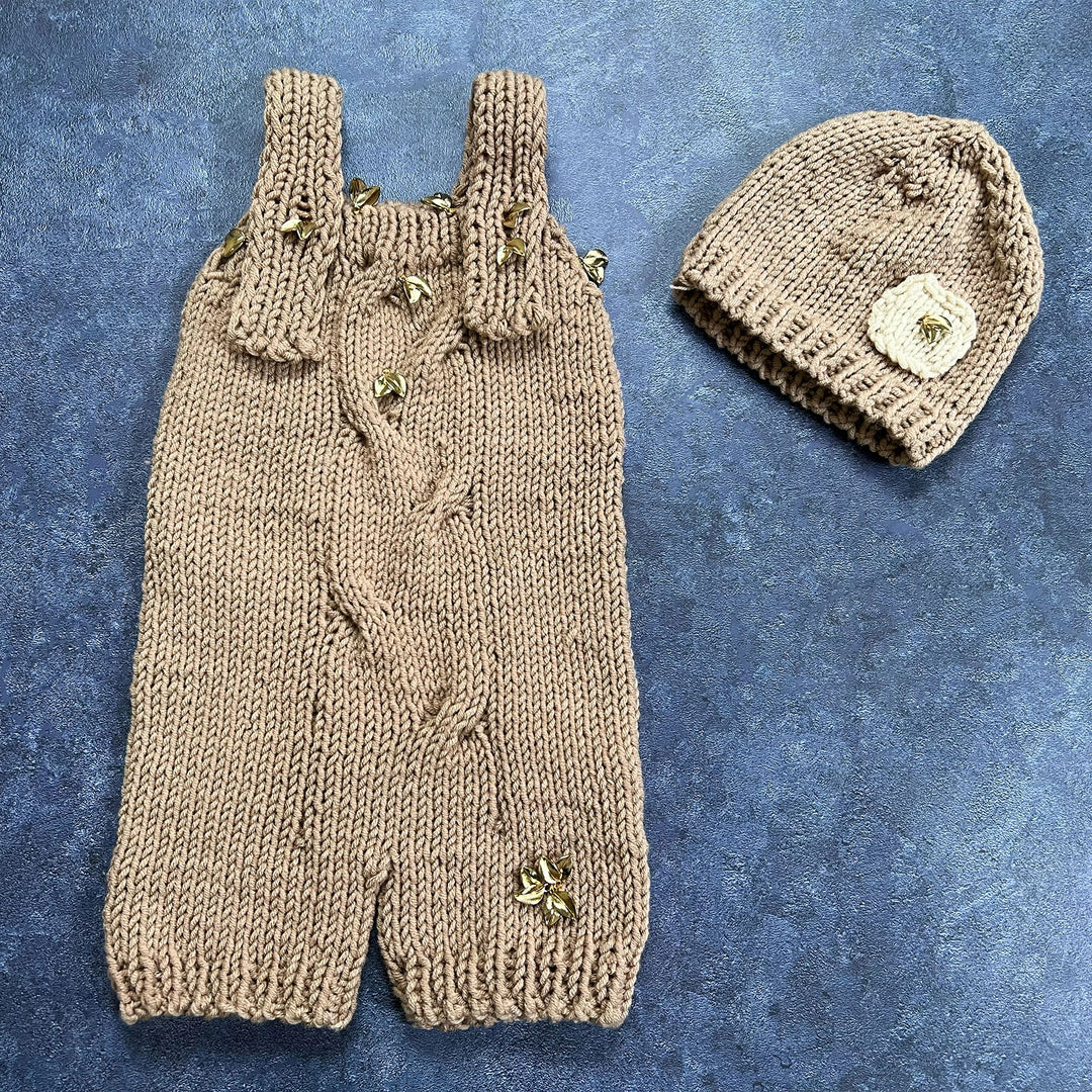 Baby Knit Suspender Pants & Hat Set