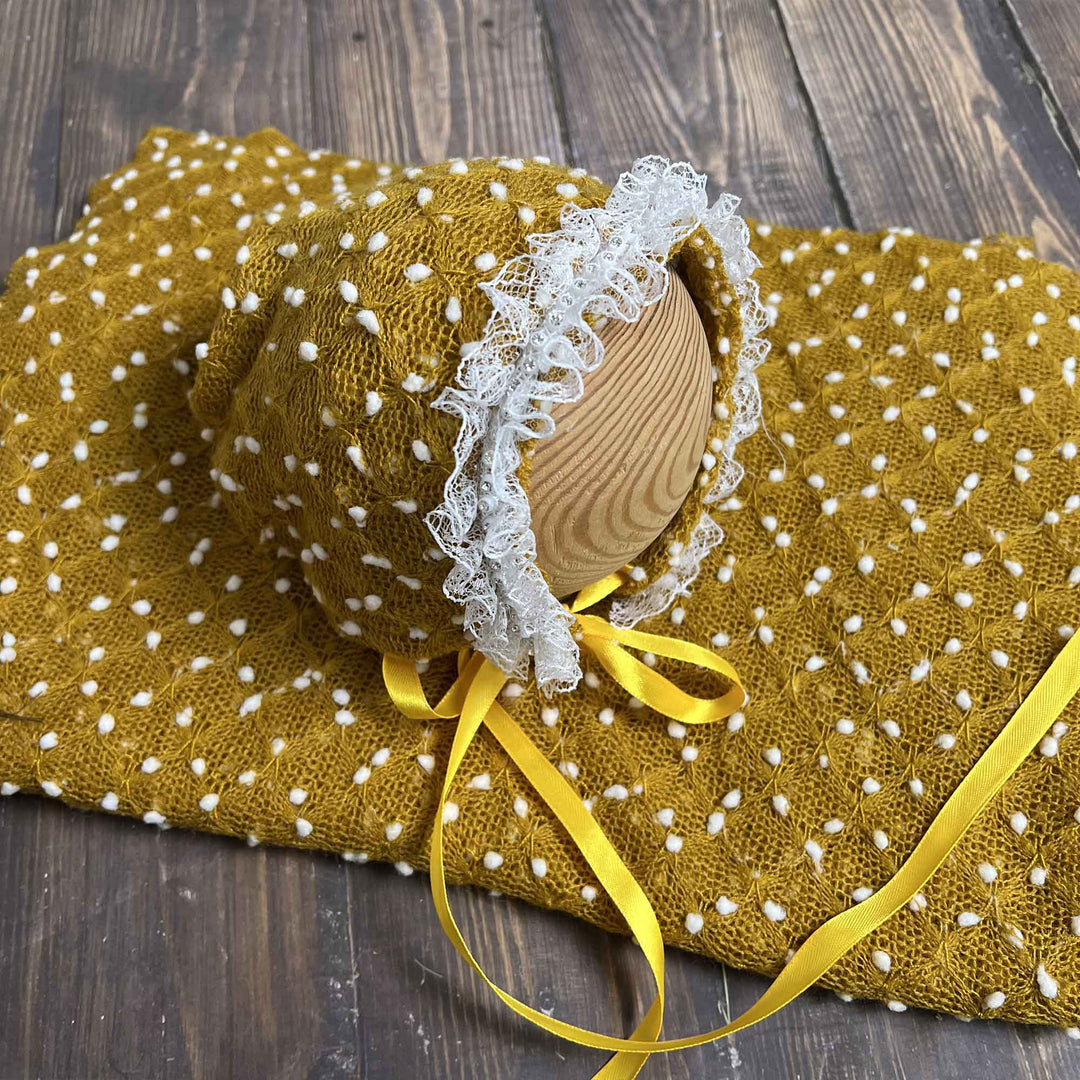 Newborn Polka Dot Wrap Headwear & Polka Dot Hat with Lace Trim