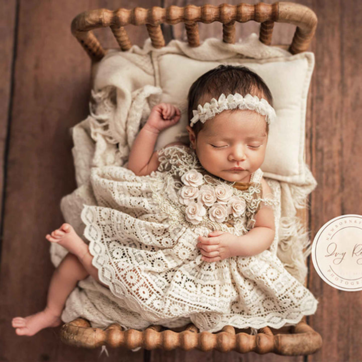 Cotton Crochet  Newborn Sundress & Hat Set