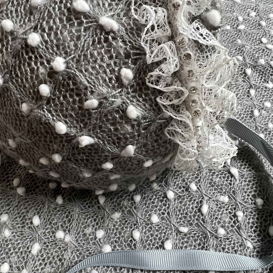 Newborn Polka Dot Wrap Headwear & Polka Dot Hat with Lace Trim