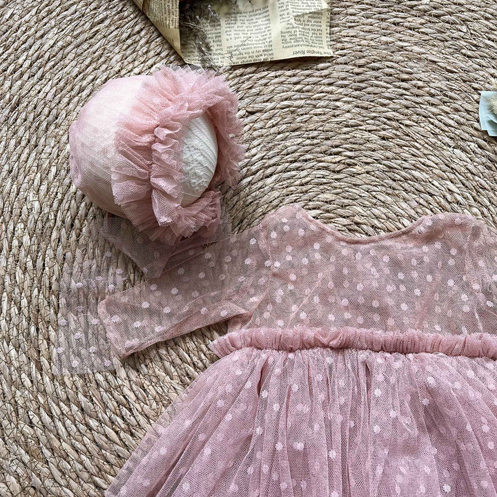 Newborn Rust Red Tulle Dress & Hat Set