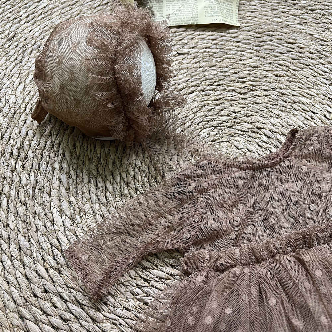 Newborn Rust Red Tulle Dress & Hat Set - Don&Judy Newborn&Maternity photography props