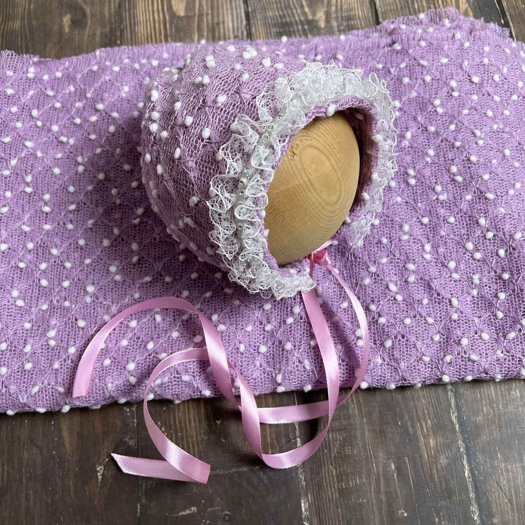 Newborn Polka Dot Wrap Headwear & Polka Dot Hat with Lace Trim