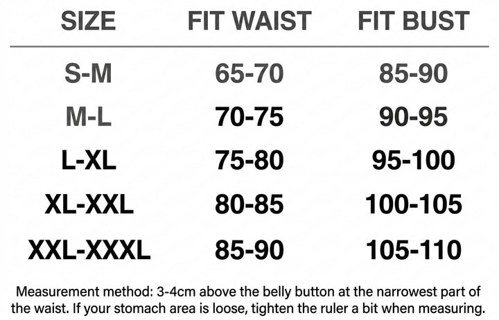 A Beroe size chart and measurement method.