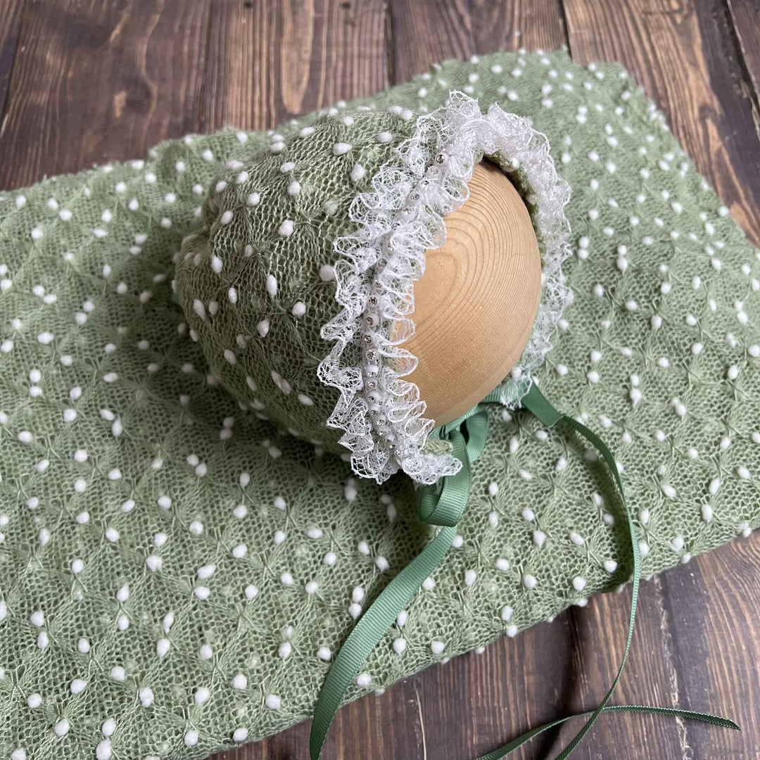 Newborn Polka Dot Wrap Headwear & Polka Dot Hat with Lace Trim