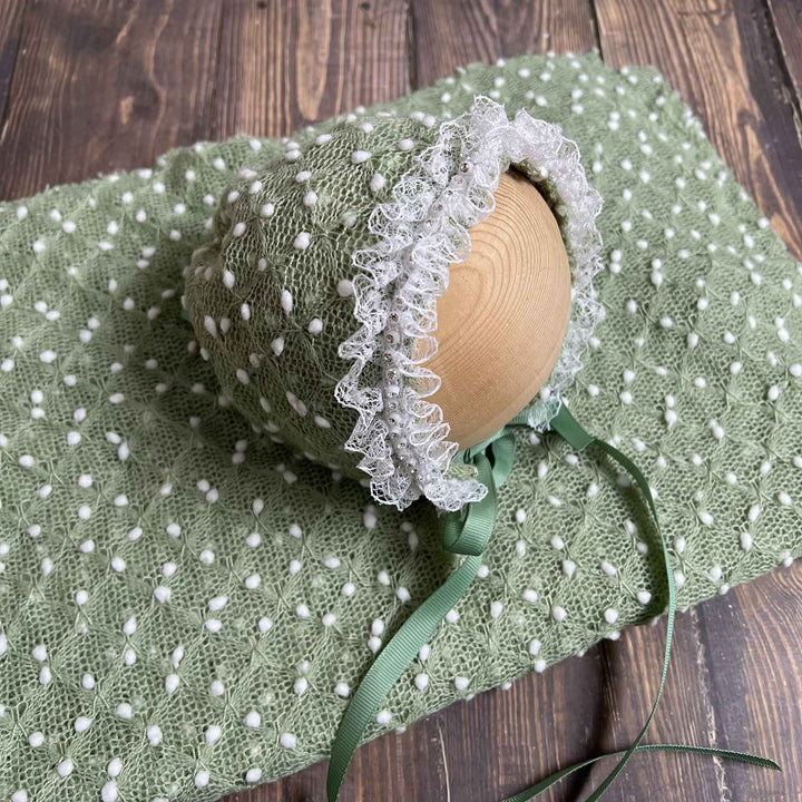 Newborn Polka Dot Wrap Headwear & Polka Dot Hat with Lace Trim
