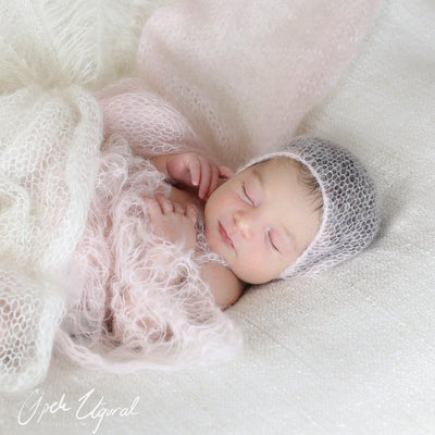 Newborn Baby Photo Prop Hand Knit Mohair Baby Bonnet - Don&Judy Newborn&Maternity photography props