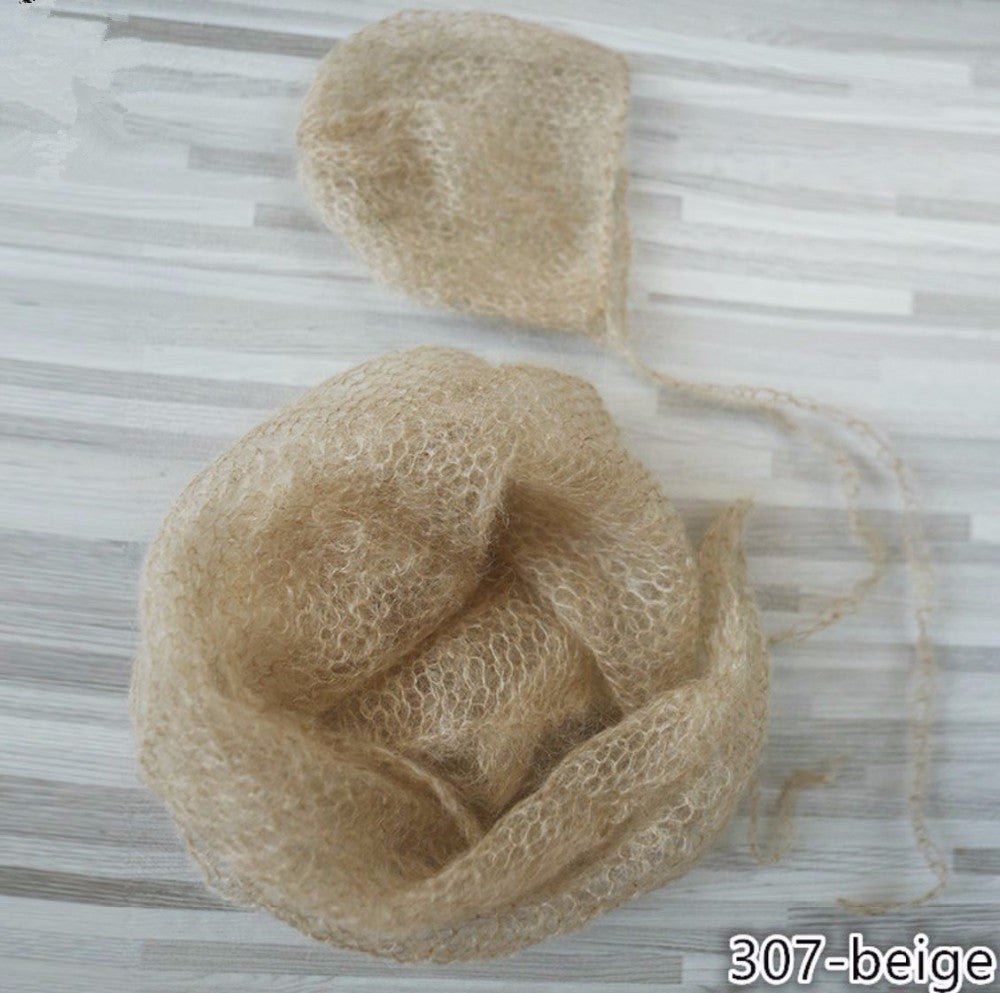 Hand knit Newborn Wraps Set Mohiar Newborn Wrap and Bonnet Set Newborn Photo Props - Don&Judy Newborn&Maternity photography props