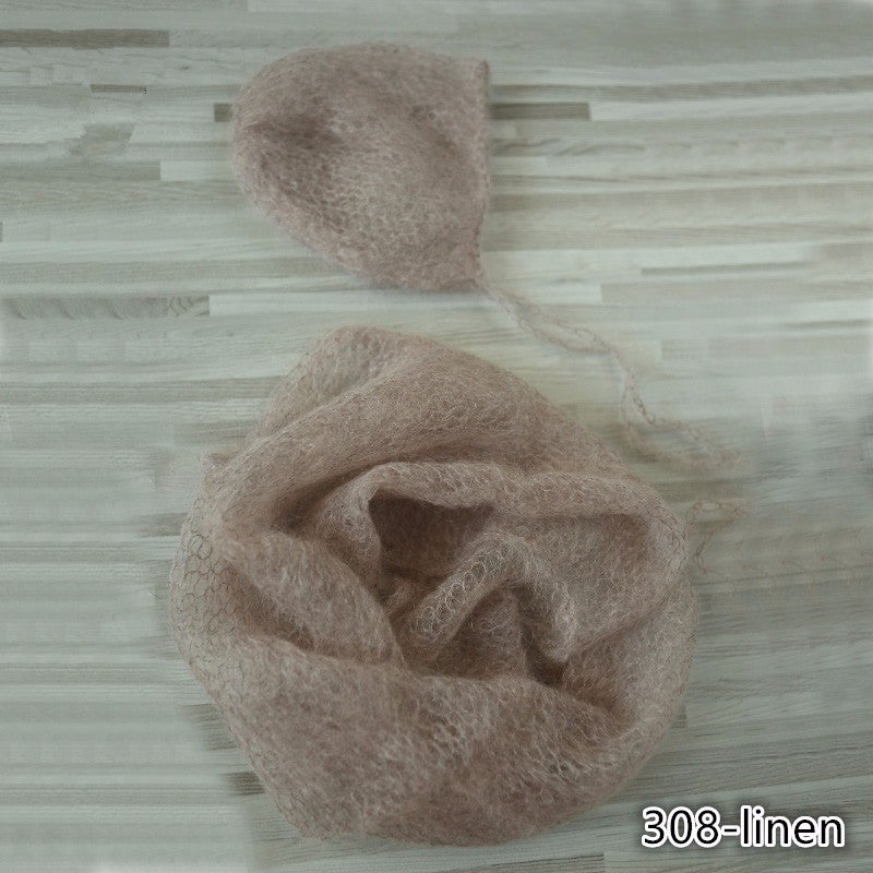 Hand knit Newborn Wraps Set Mohiar Newborn Wrap and Bonnet Set Newborn Photo Props - Don&Judy Newborn&Maternity photography props